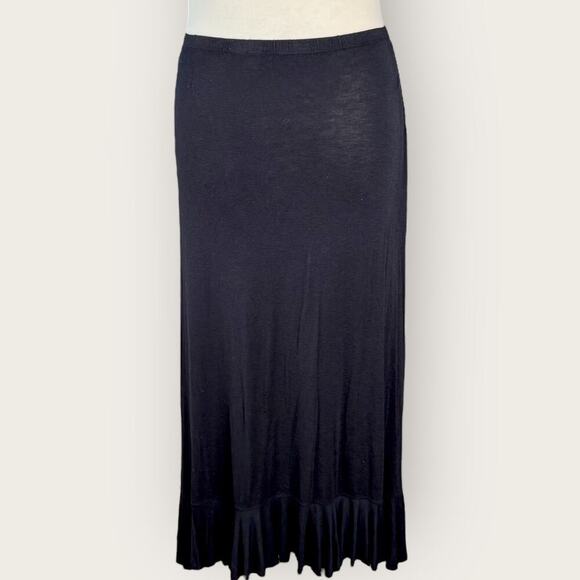 Venezia Milano Vintage Ruffled High Low Hem Stretchy Midi Skirt  Size XL Black - Picture 2 of 11
